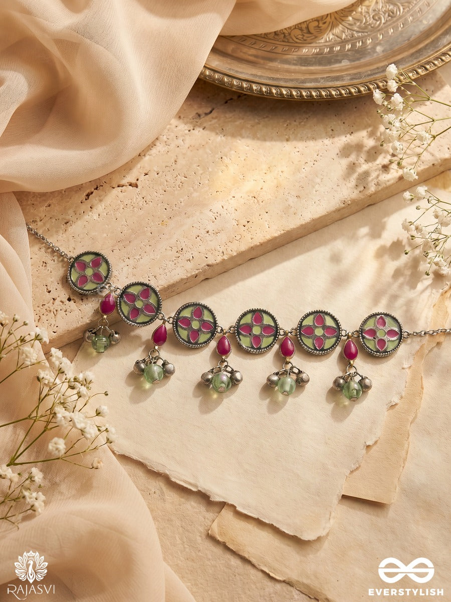 Folk Bloom - Oxidised Floral Enameleed Choker