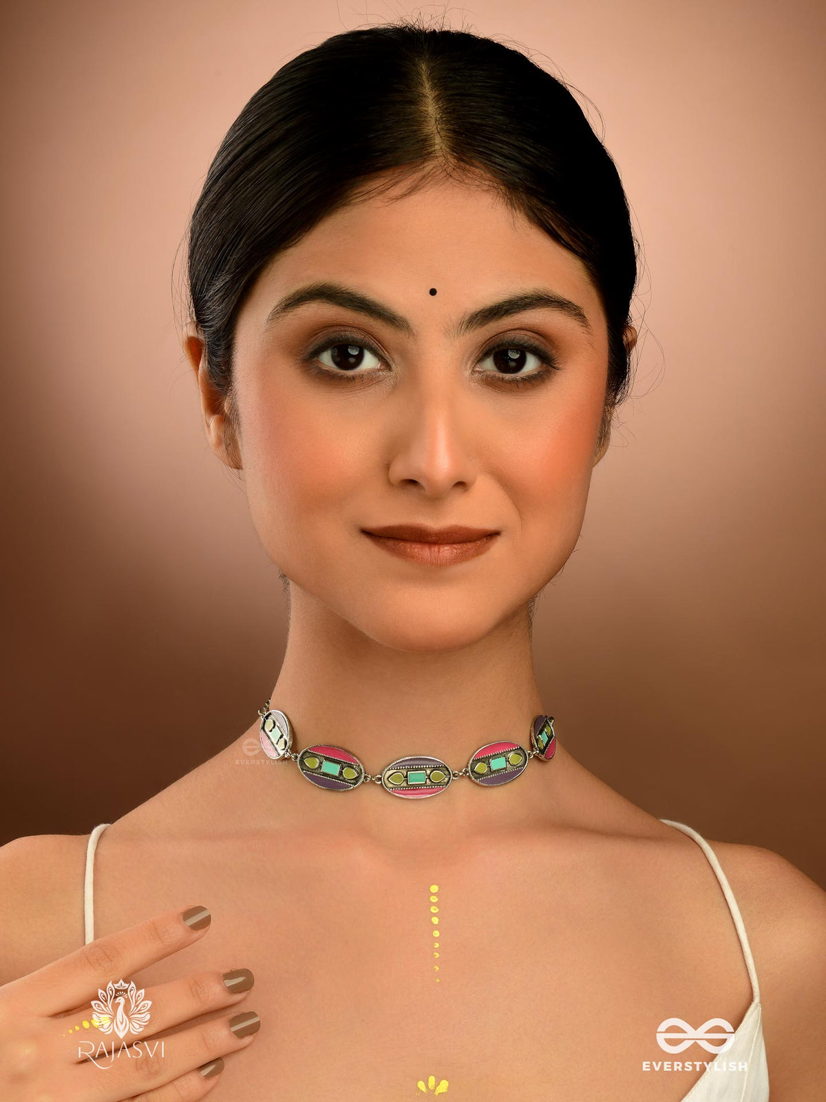 Retro Beat - Funky Enamelled Vintage Oxidised Choker