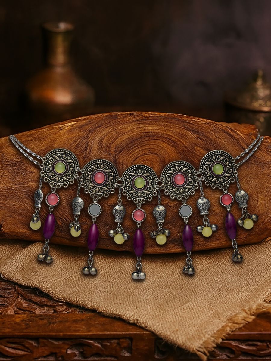 Midnight Muse - Oxidised Coloured Bead Choker