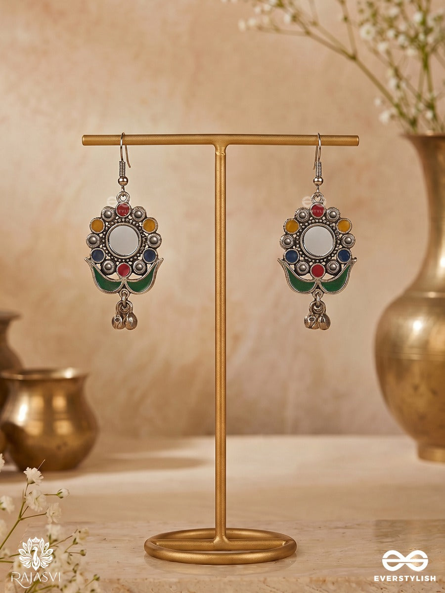 Coin Charm - Coin-Centered Oxidised Floral Drops