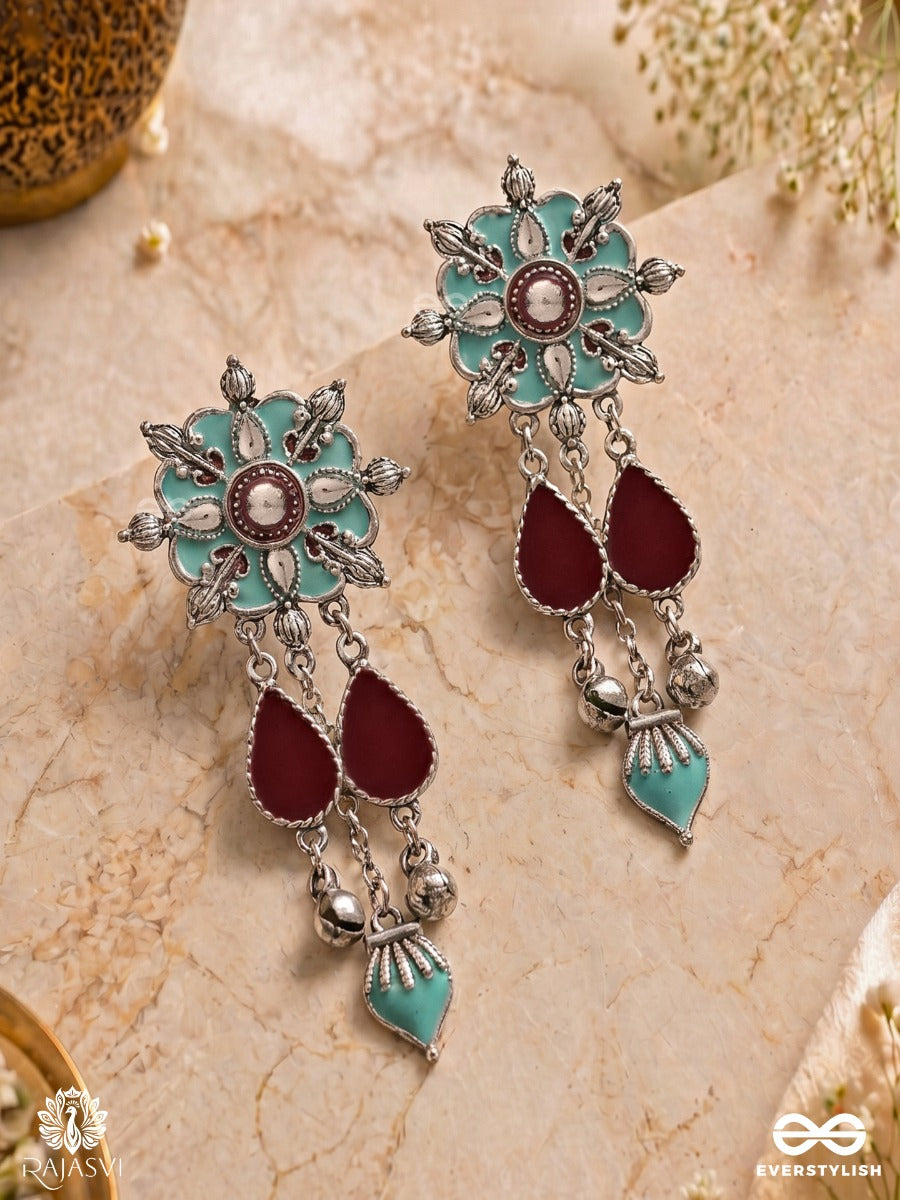 Royal Nomad - Enamelled Floral Oxidised Earring