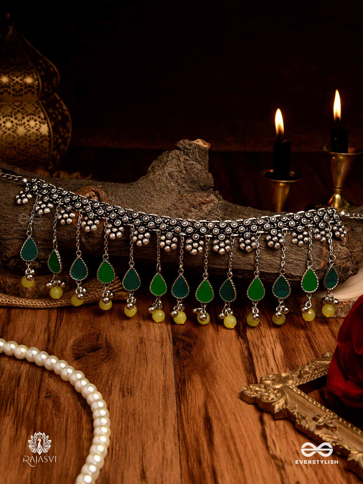 Folk Fusion - Festive Enamelled Oxidised Necklace