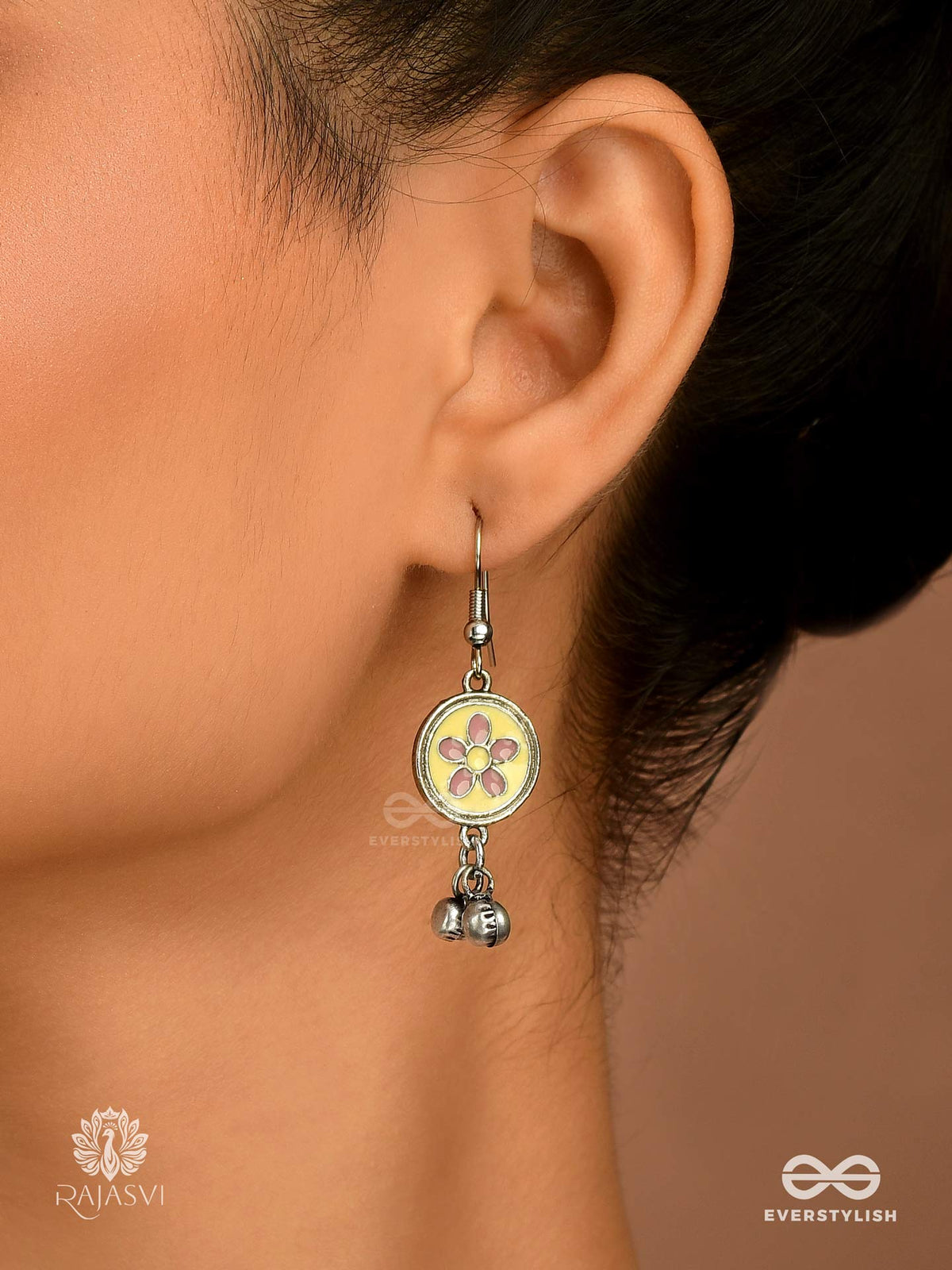 Daisy Bells - Enamelled Floral Oxidised Earring
