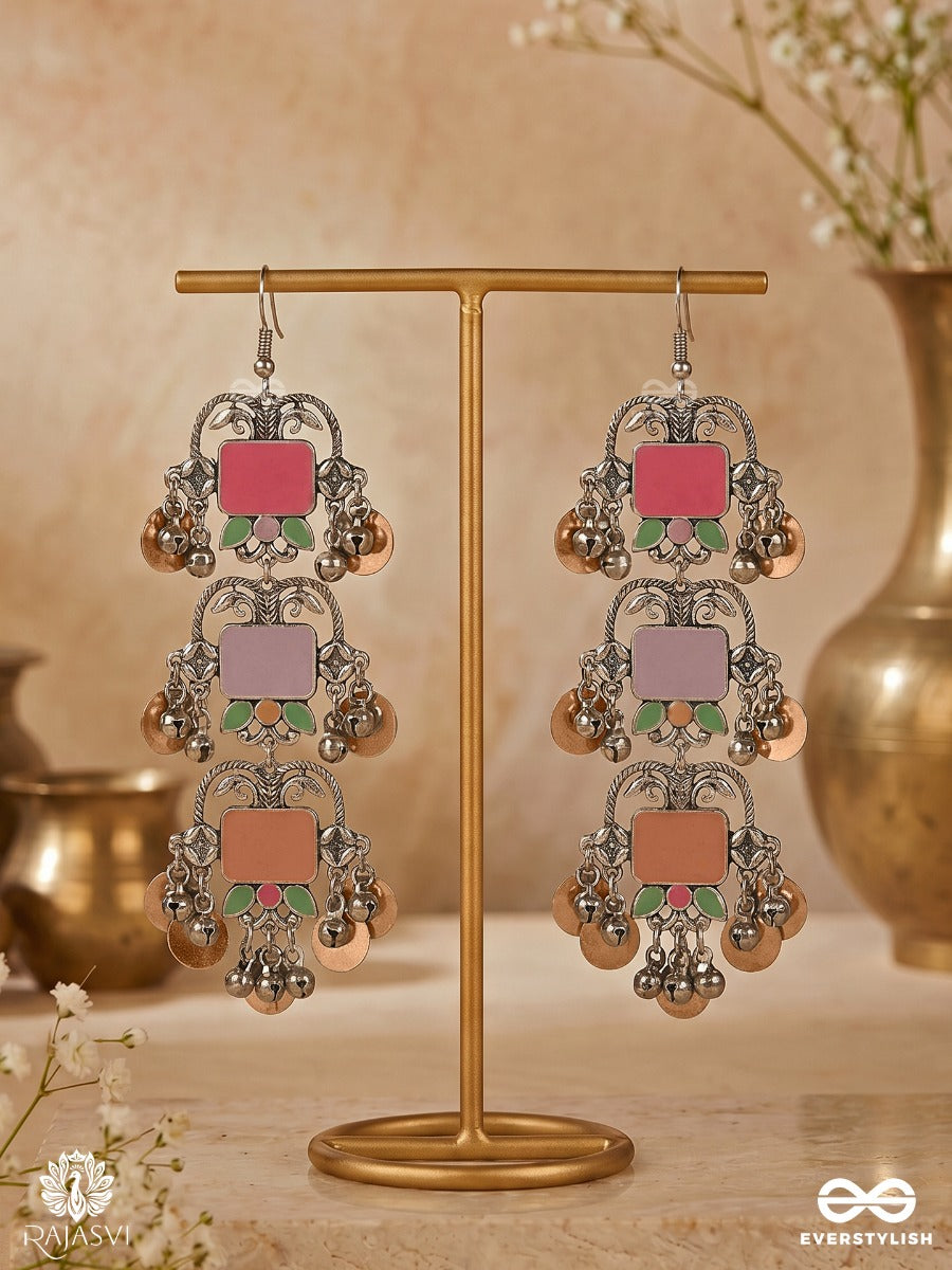 Chime Stack - Multilayered Enamelled Oxidised Earrings