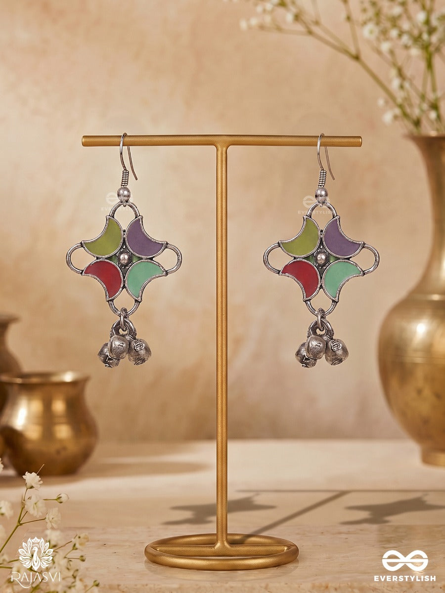 Moon Bloom- Crescent-Shaped Enamel Earrings