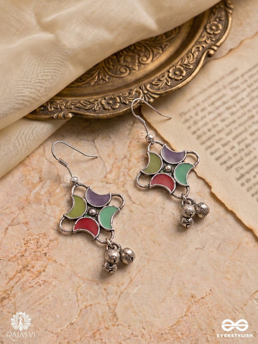 Moon Bloom- Crescent-Shaped Enamel Earrings
