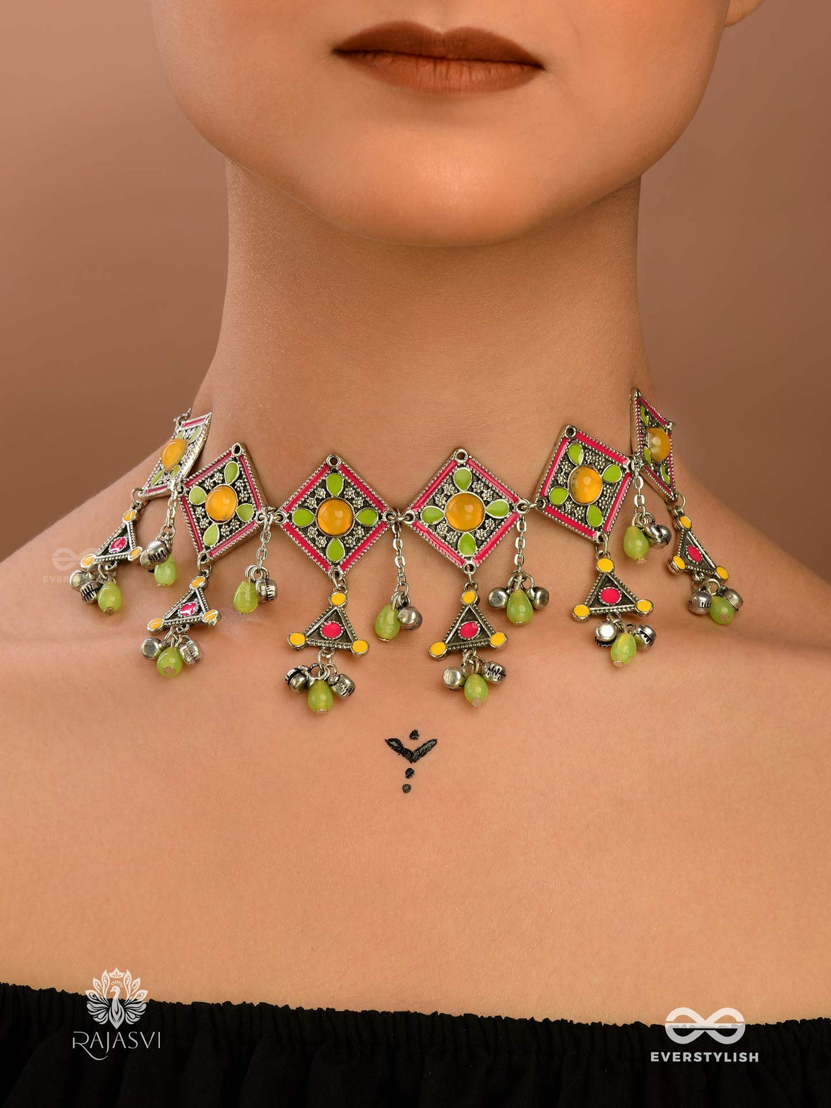 Citrus Bloom - Enamelled Oxidised Choker