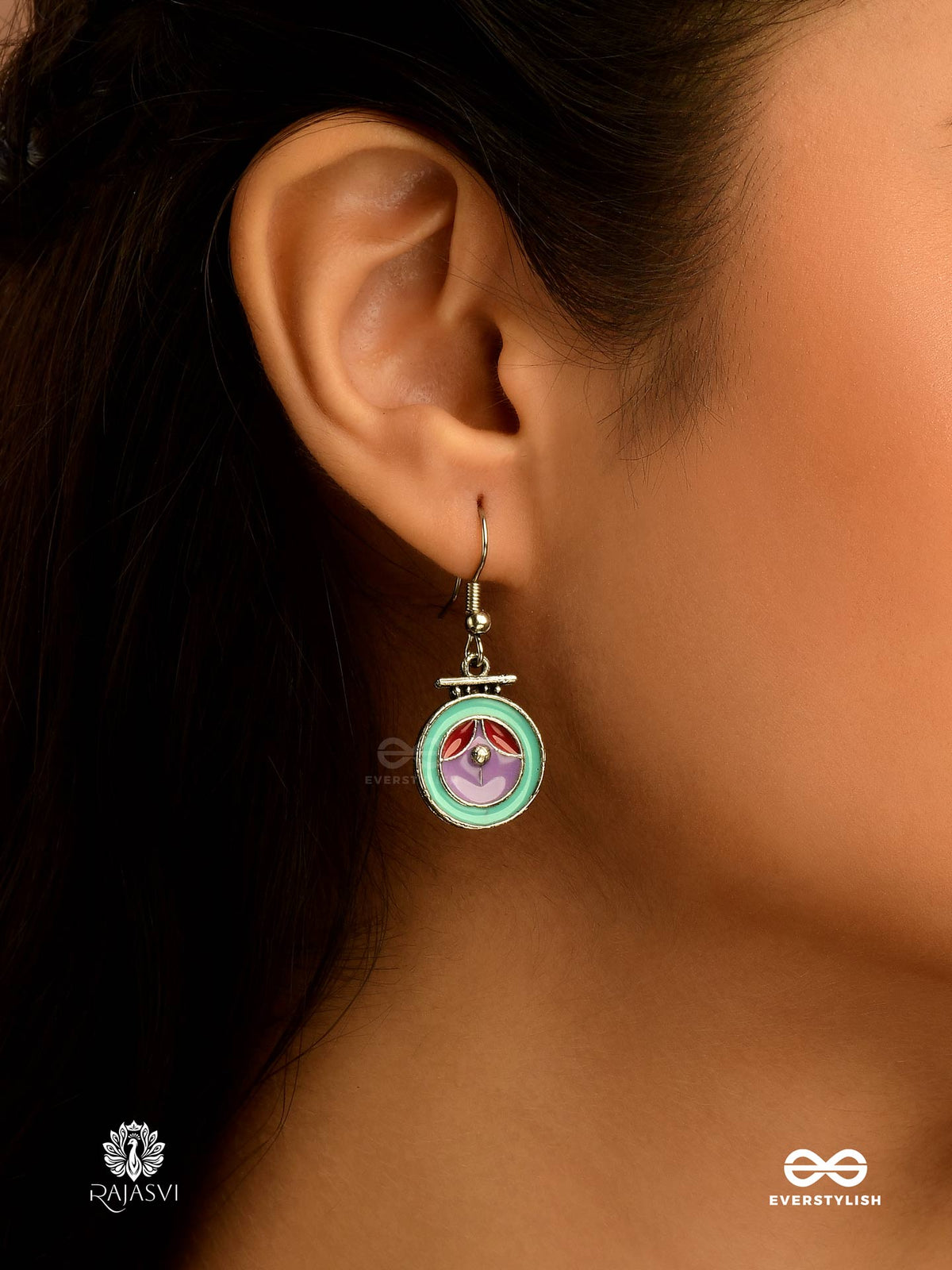 Candy Swirl - Circular Enamelled Oxidised Earring