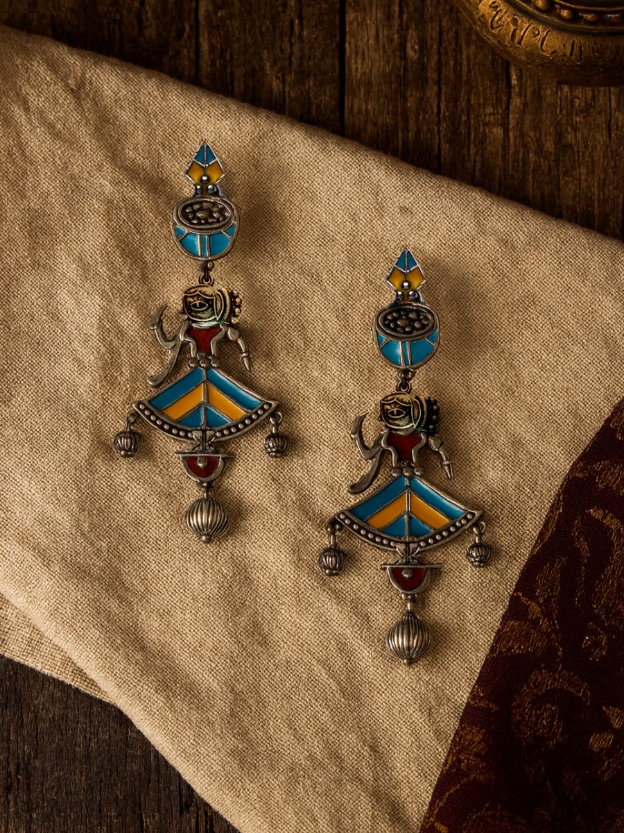 Folk Twirl - Colorful Tribal Earring