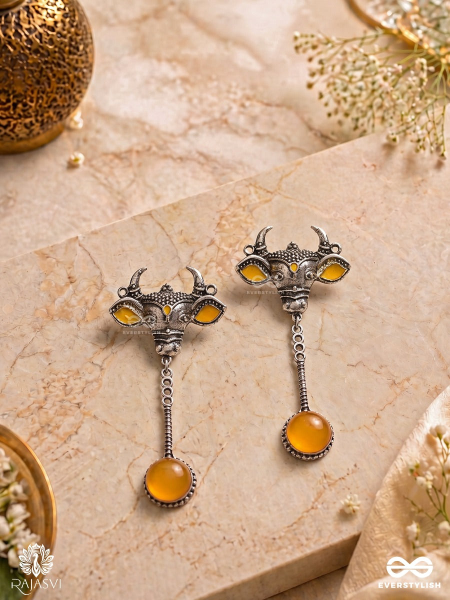 Divine Graze - Oxidised Nandi Earrings