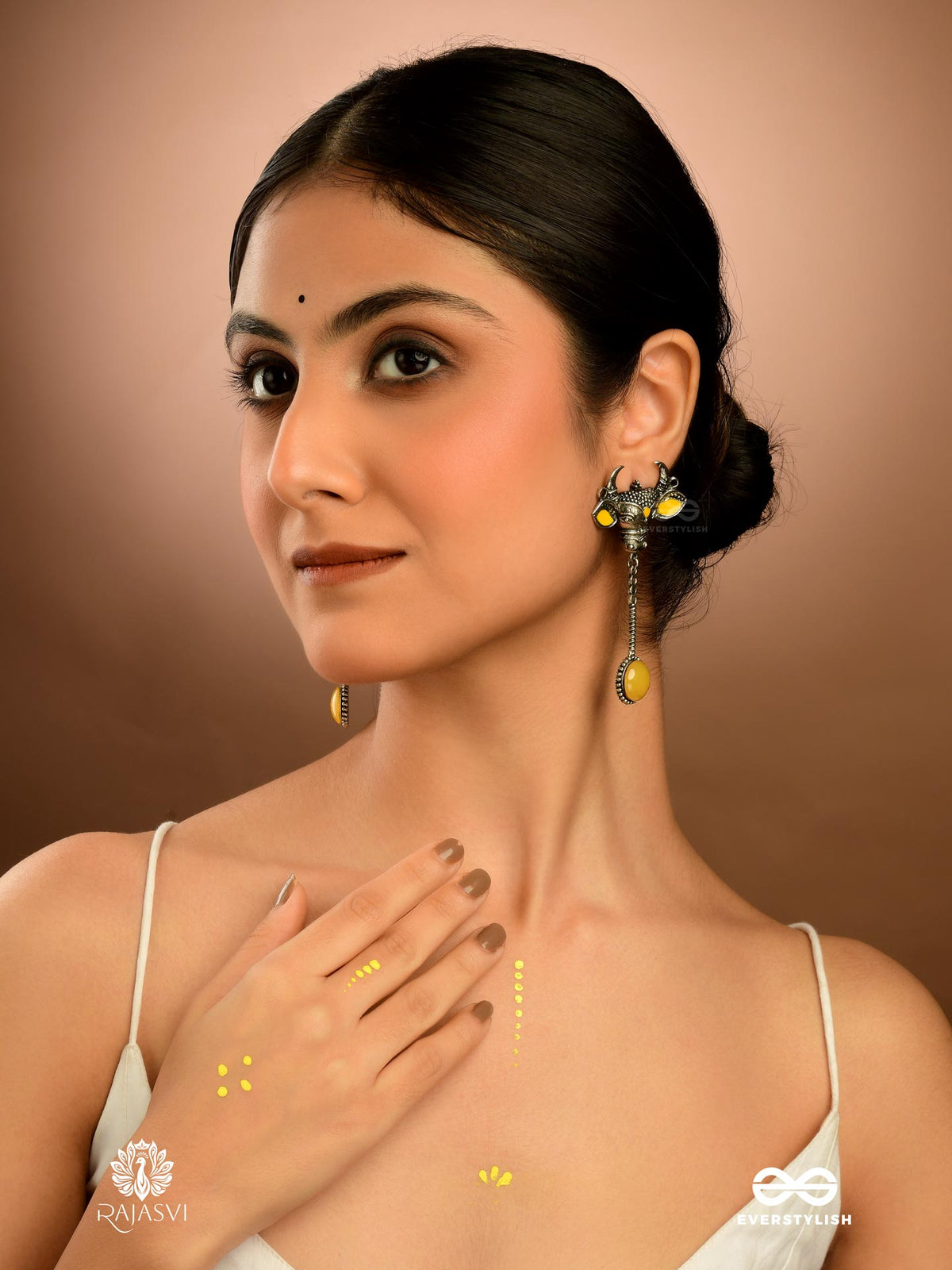 Divine Graze - Oxidised Nandi Earrings
