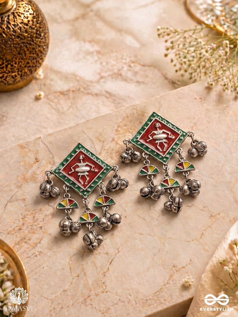 Folk Raga - Geometric Enamelled Earring