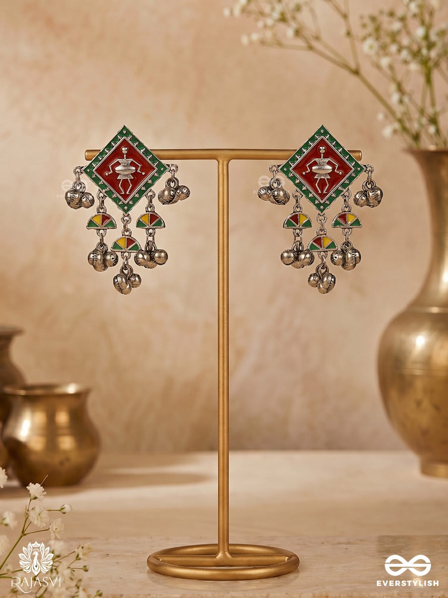 Folk Raga - Geometric Enamelled Earring