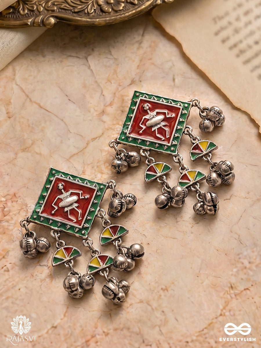 Folk Raga - Geometric Enamelled Earring
