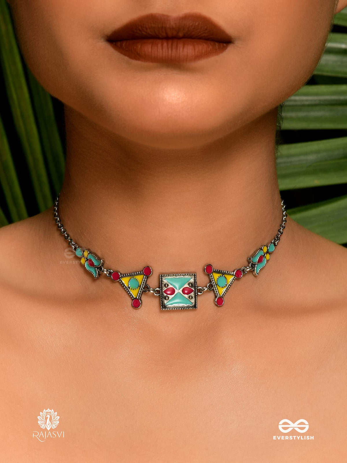 Ethnic Edge - Geometric Enamelled Choker