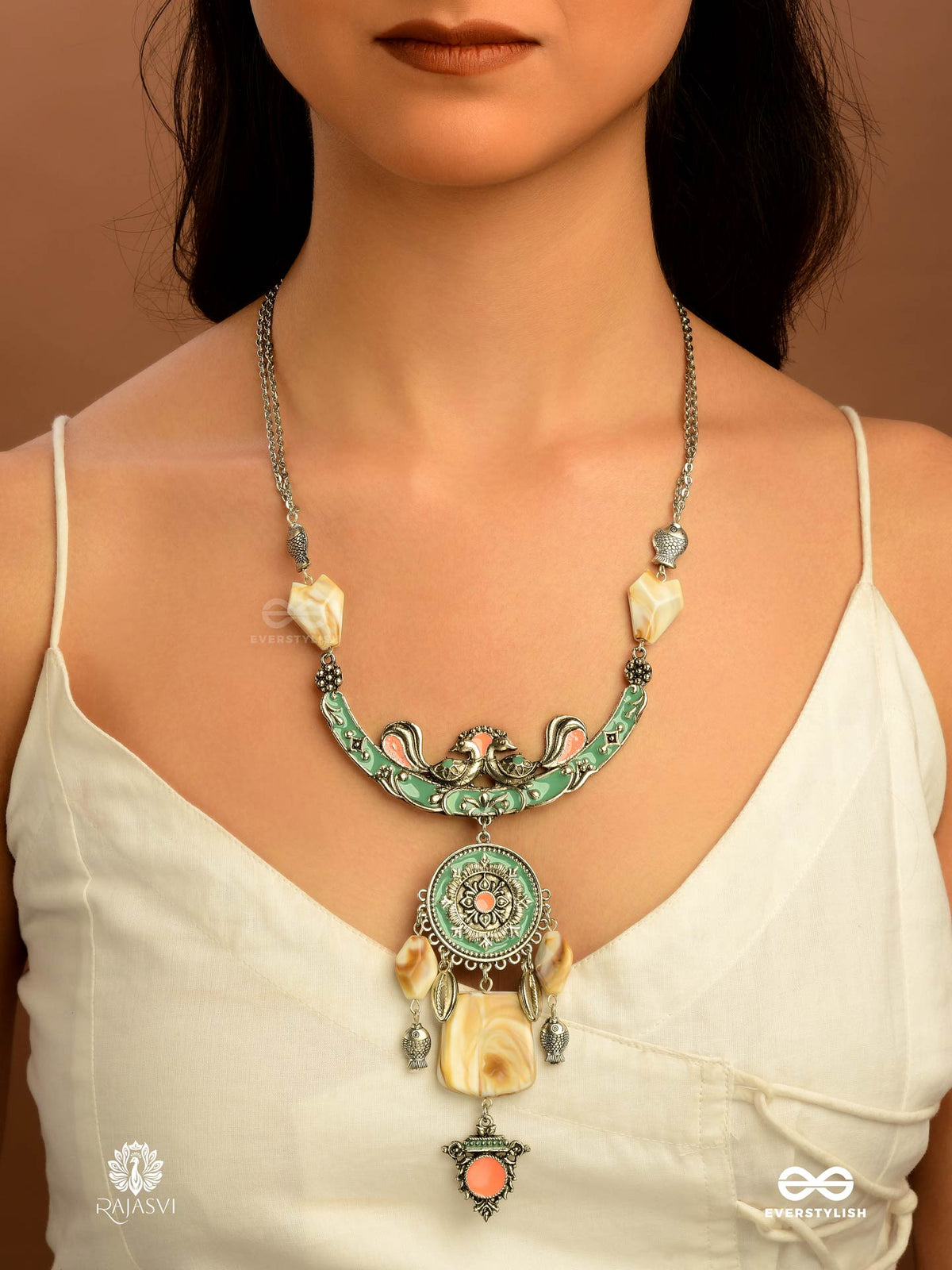 Dune Whispers - Rustic Stone Embellished Necklace