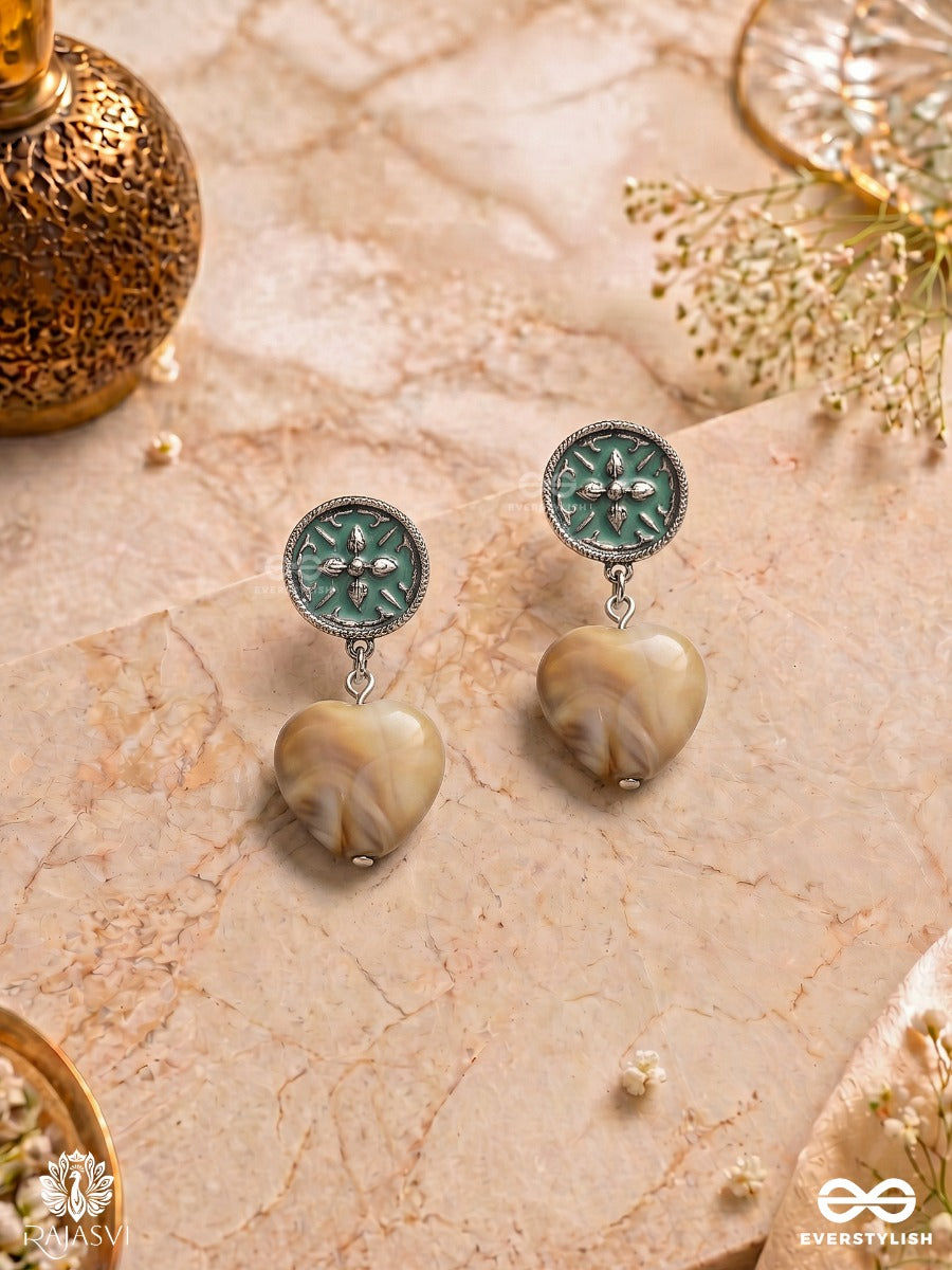 Moss Heart - Green Enamel Stud Earrings