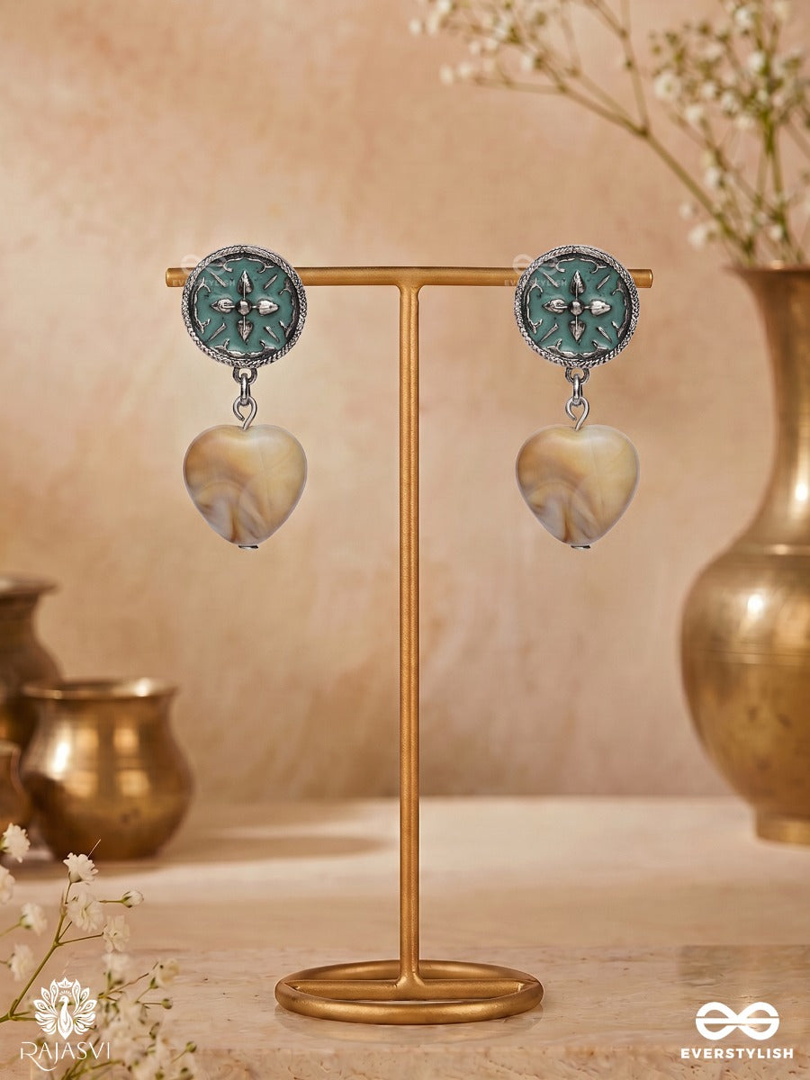 Moss Heart - Green Enamel Stud Earrings