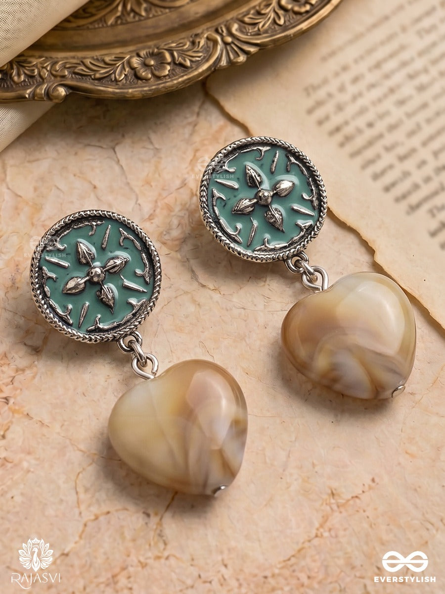 Moss Heart - Green Enamel Stud Earrings