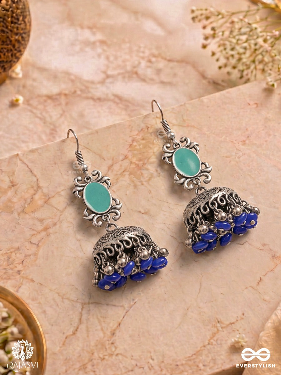 Indigo Drizzle - Statement Dome Earring