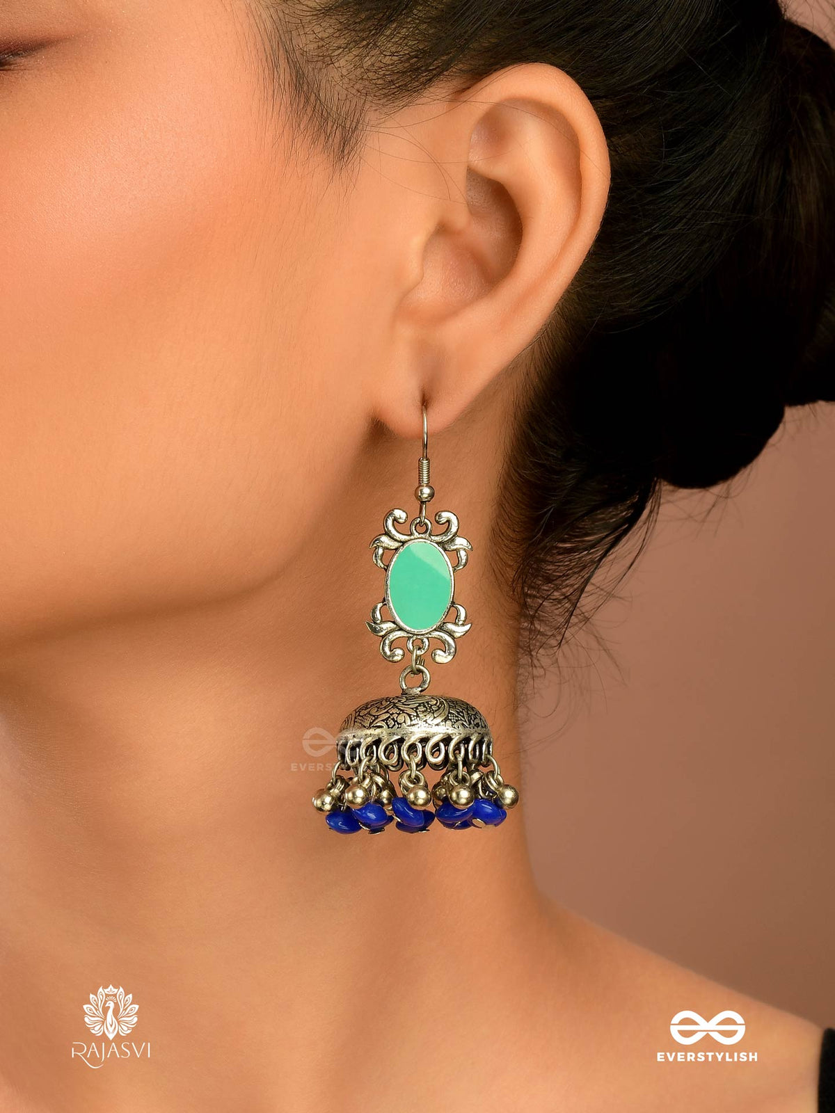 Indigo Drizzle - Statement Dome Earring