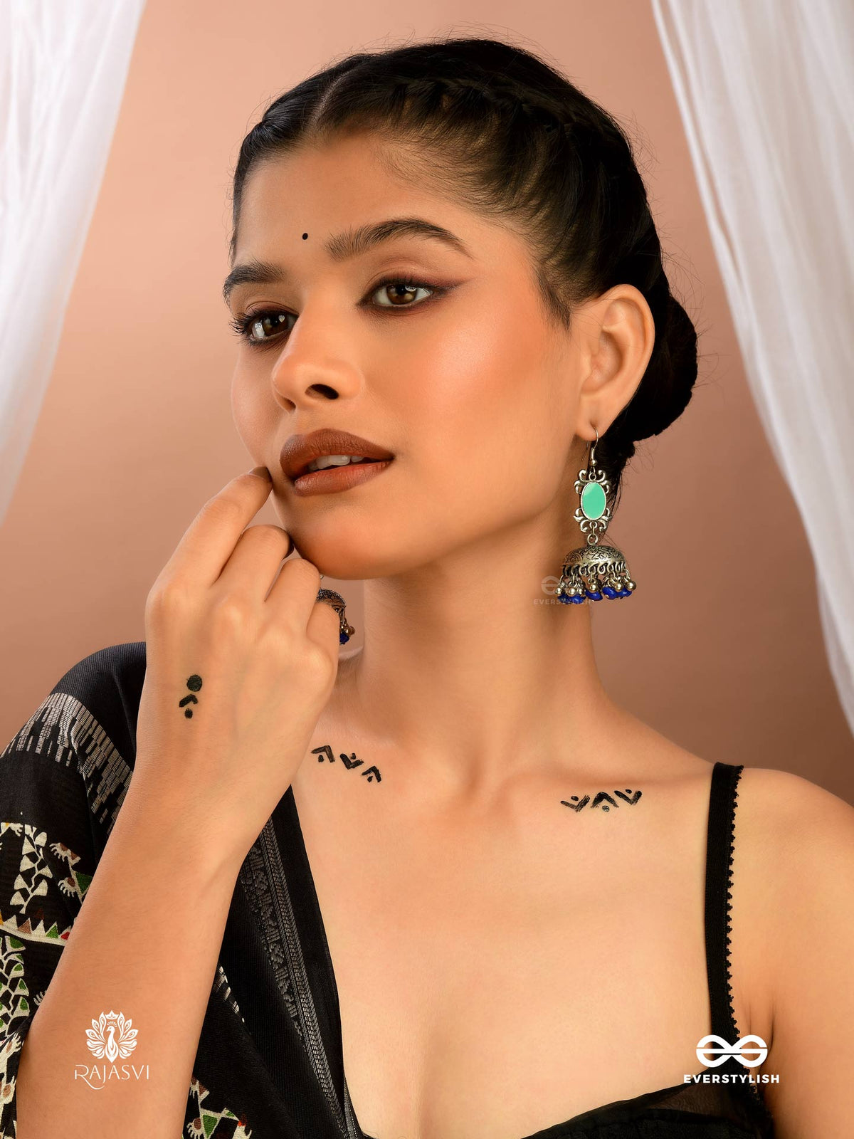 Indigo Drizzle - Statement Dome Earring