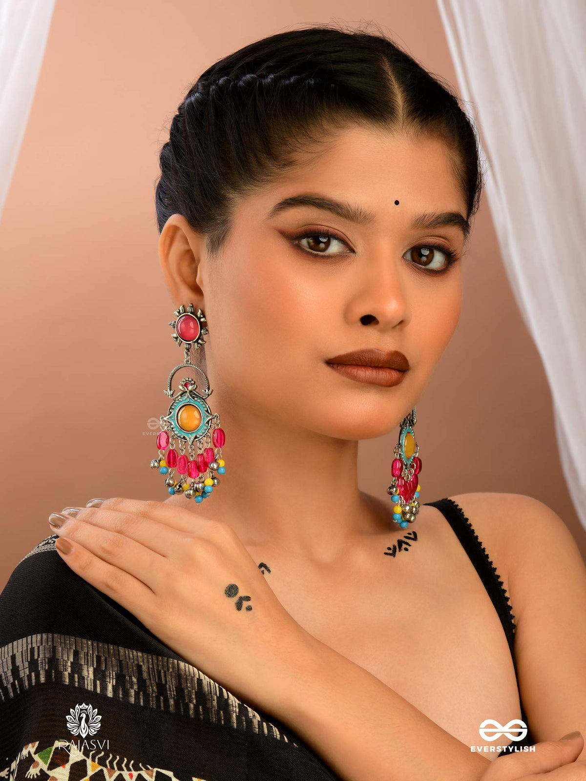 Sunburst Gypsy - Boho Statement Oxidised Jodhpuri Jhumkas