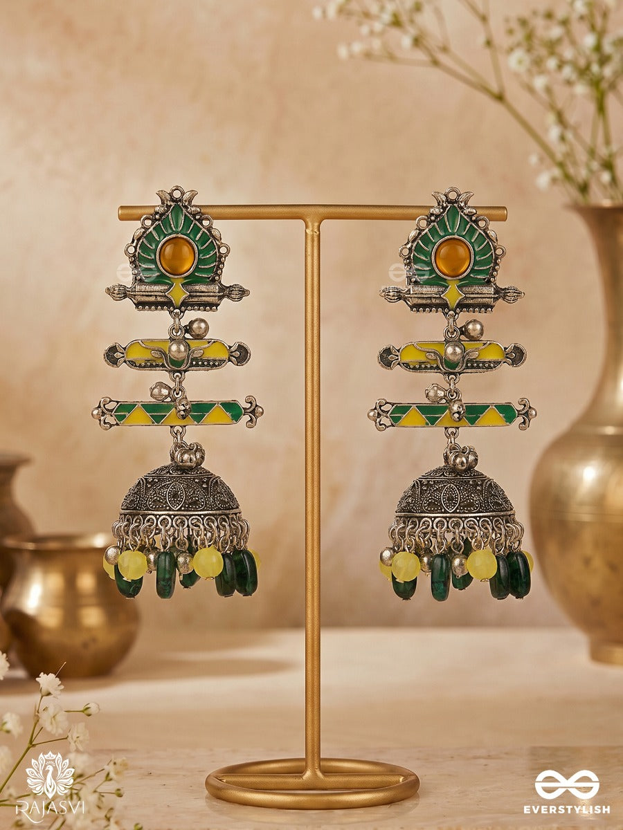 Folk Bloom - Oxidised Enamel Jodhpuri Jhumkas