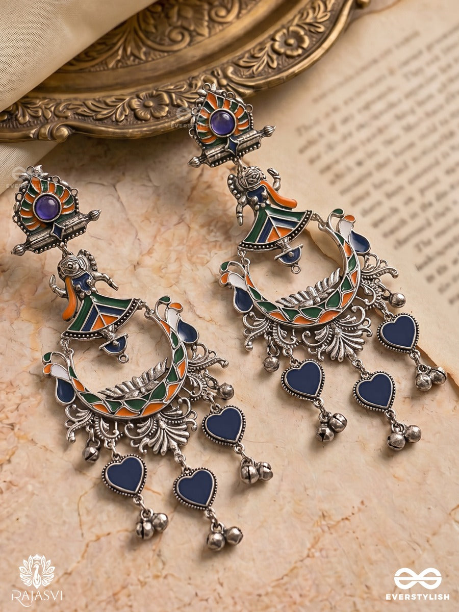 Indigo Embrace - Statement Oxidised Jhumka