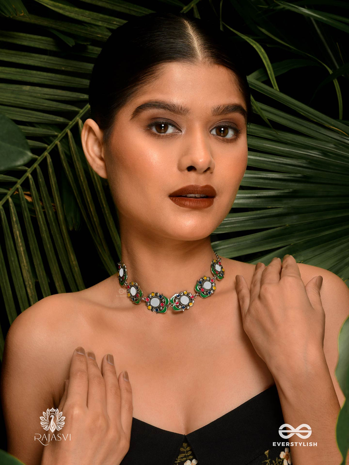 Heritage Halo - Floral Motif Oxidised Choker
