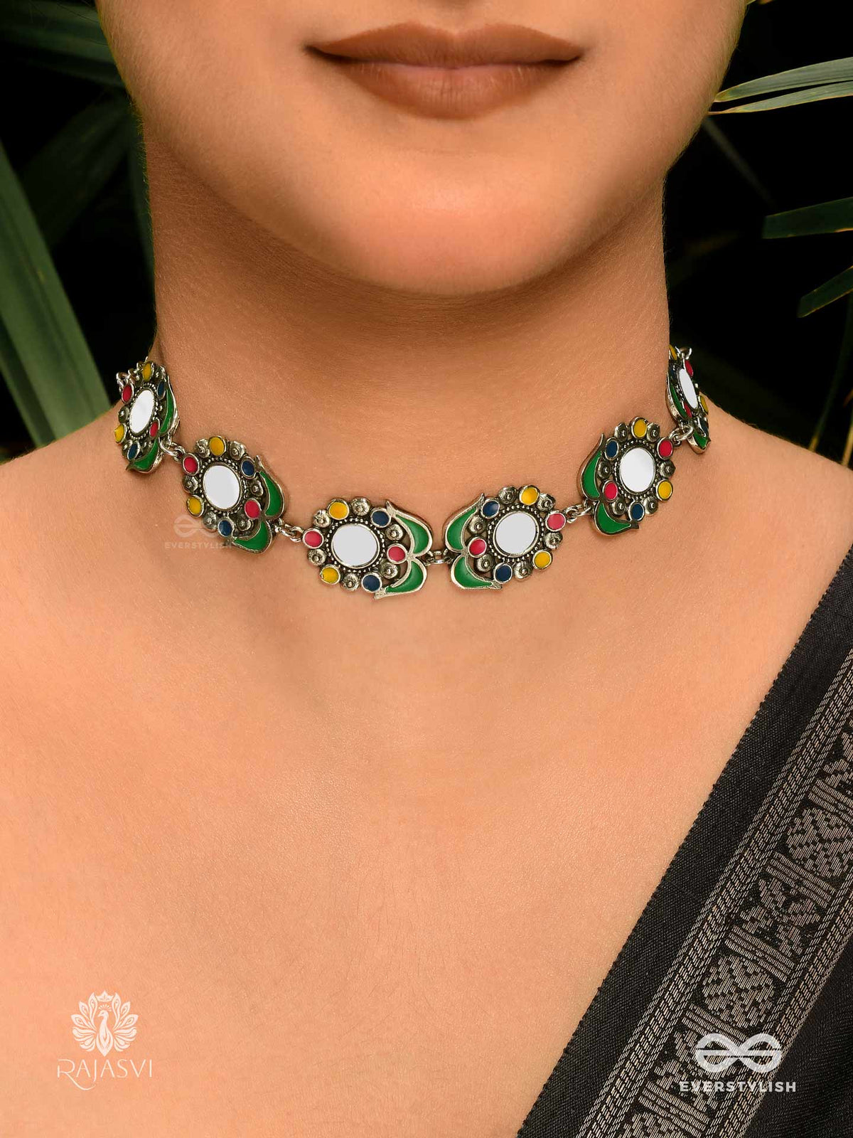 Heritage Halo - Floral Motif Oxidised Choker