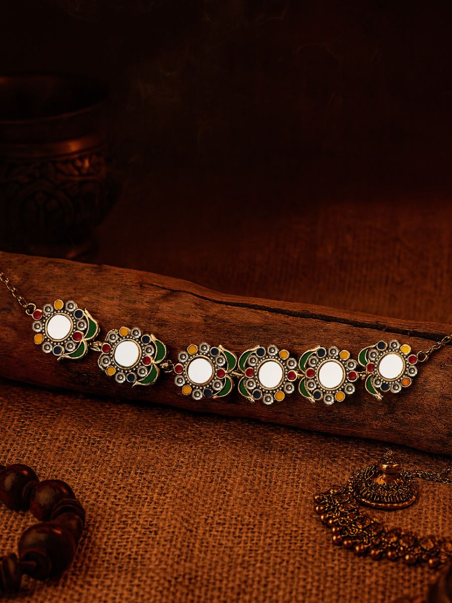 Heritage Halo - Floral Motif Oxidised Choker