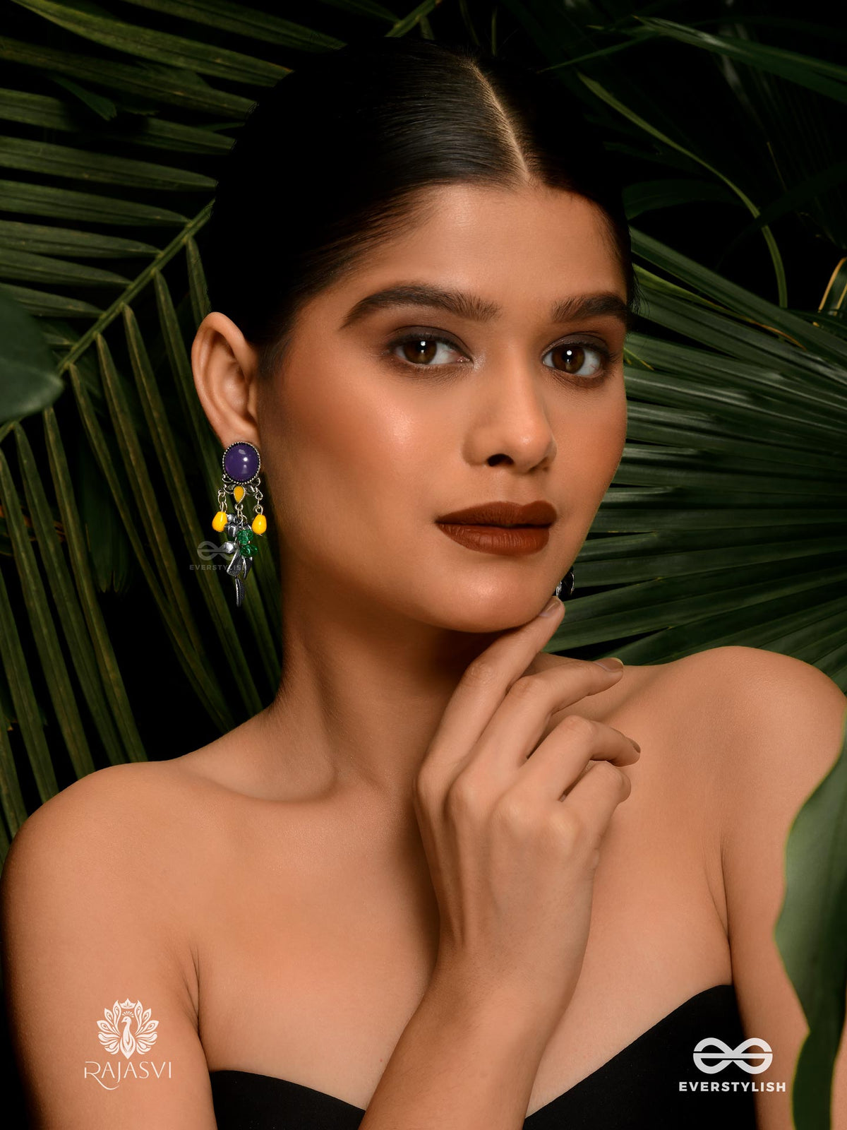 Forest Flair - Oxidised Leaf Jodhpuri Jhumkas