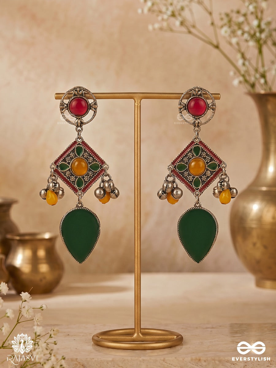 Forest Flame - Statement Green Drop Jodhpuri Jhumkas