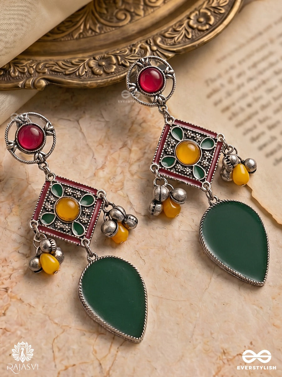 Forest Flame - Statement Green Drop Jodhpuri Jhumkas