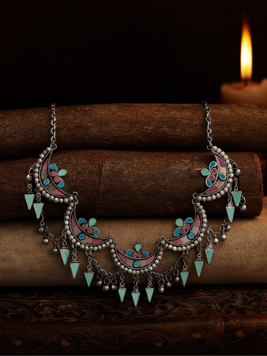 Celestial Bloom - Crescent Statement Necklace