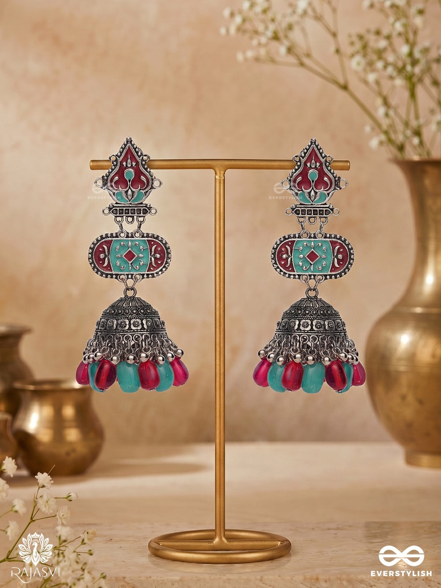 Folk Bloom - Statement Oxidised Jodhpuri Jhumkas