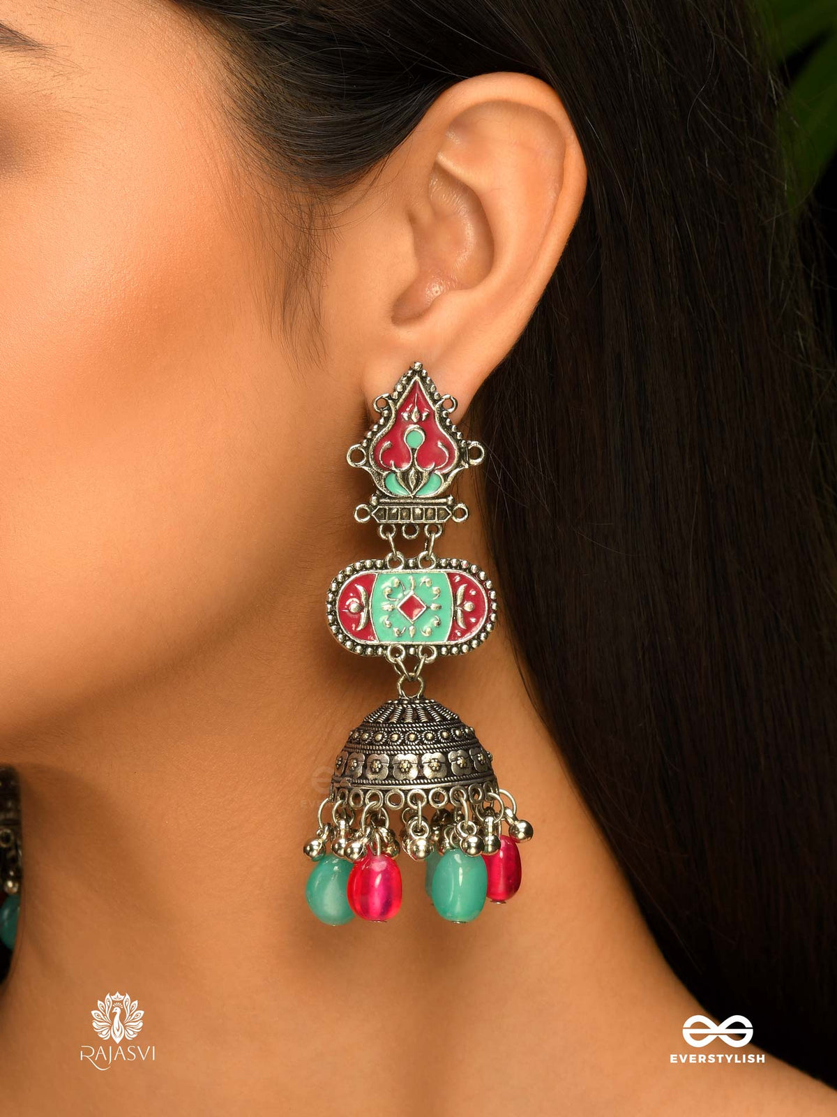 Folk Bloom - Statement Oxidised Jodhpuri Jhumkas