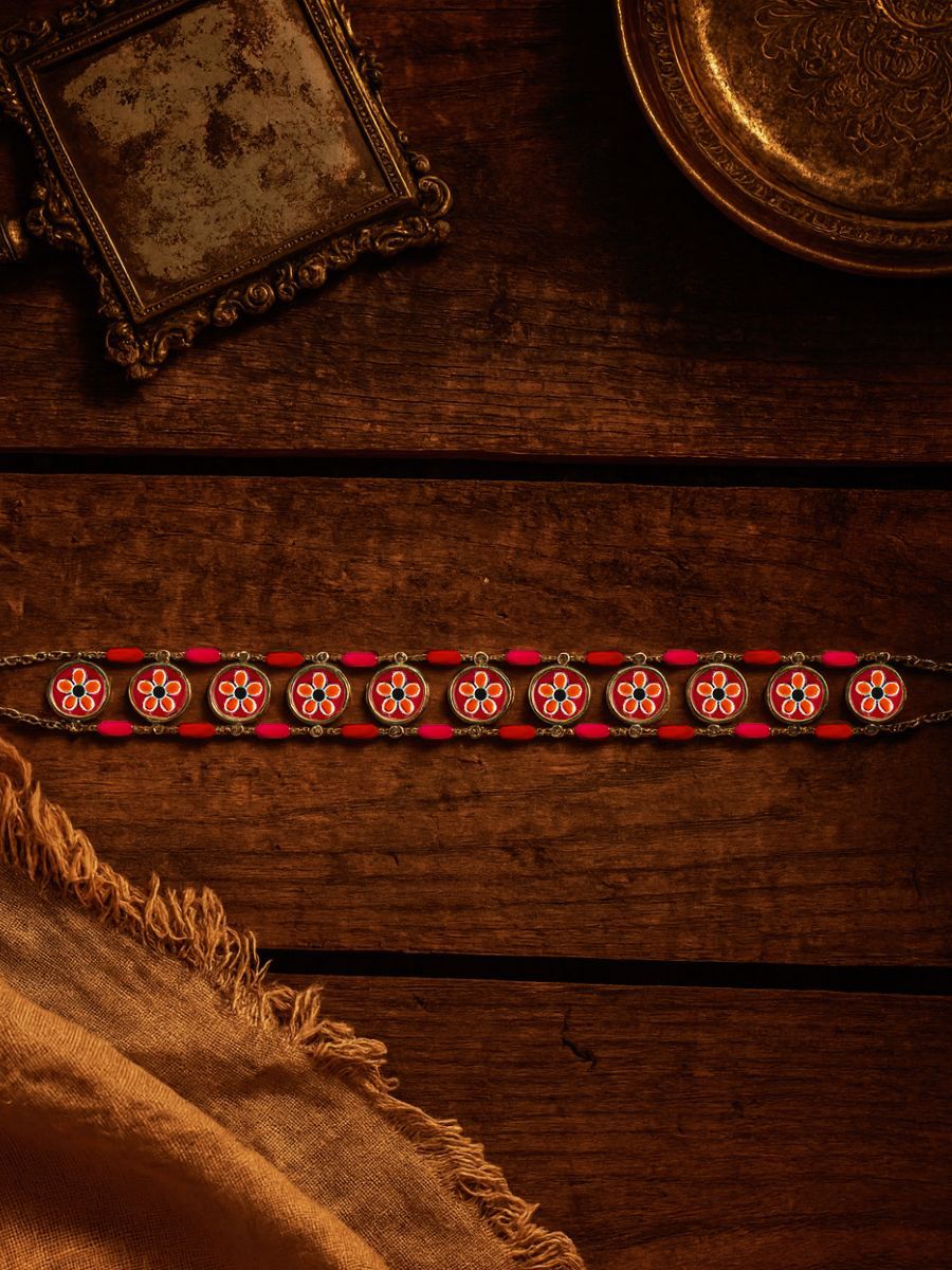 Rangreza - Floral Enamelled Oxidised Choker