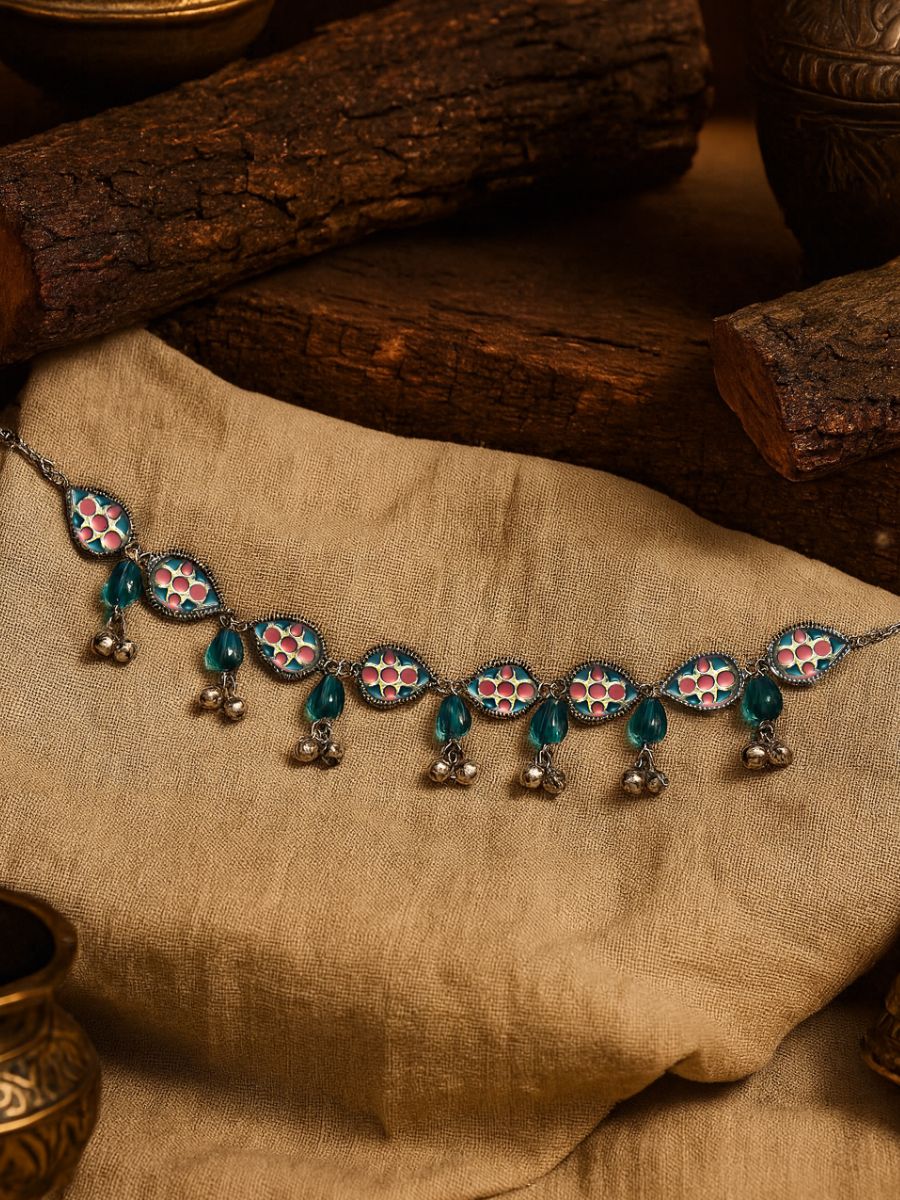 Floral Rain - Vintage Oxidised Choker