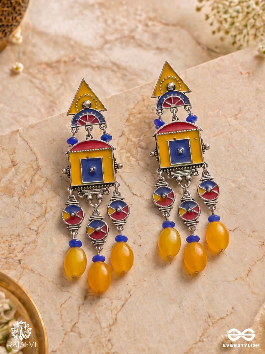 Rang Mantra - Geometric Oxidised Jodhpuri Jhumkas