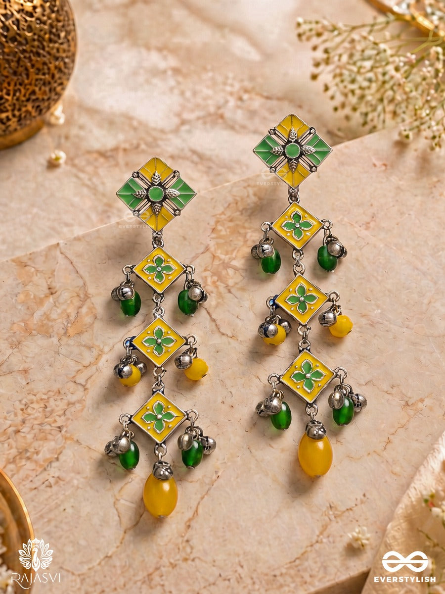 Petal Pop - Triple-Tiered Enamelled Jodhpuri Jhumkas