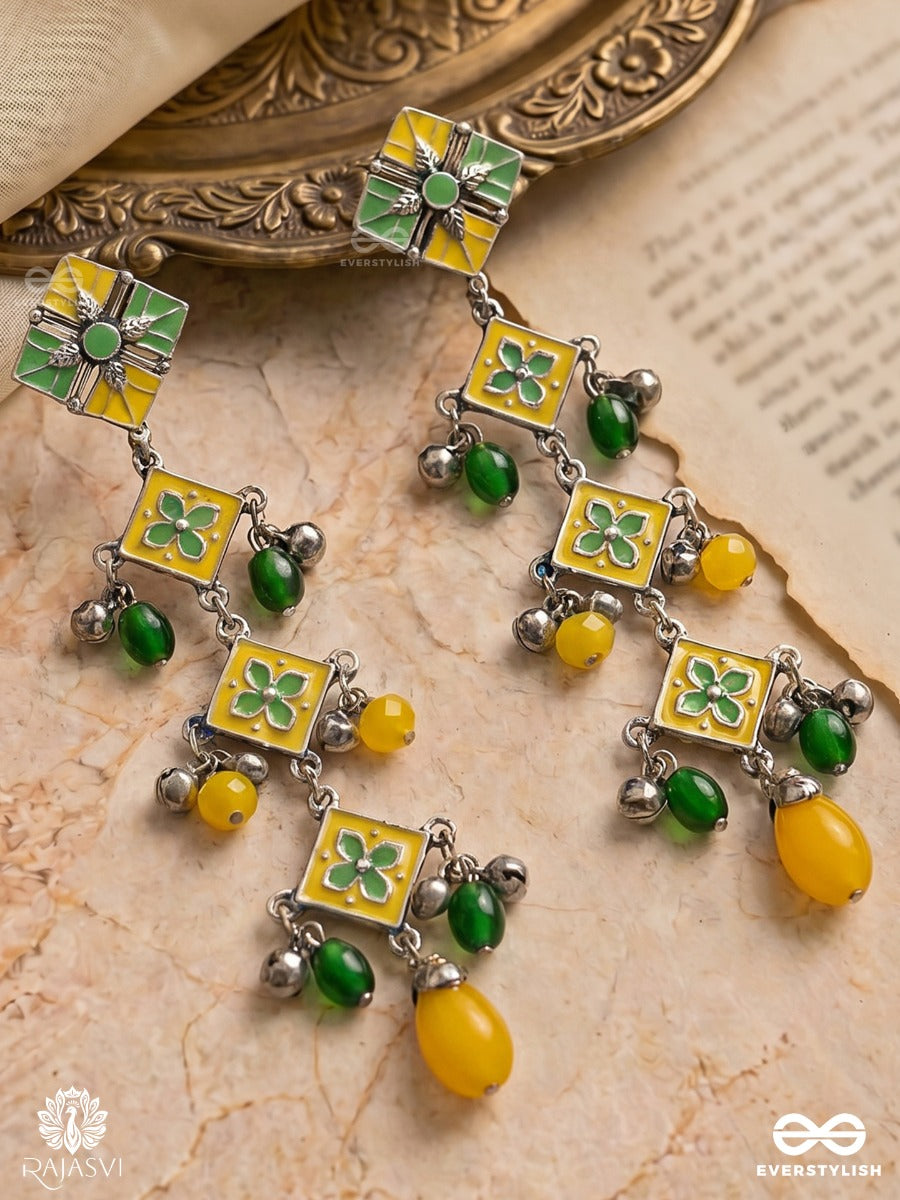 Petal Pop - Triple-Tiered Enamelled Jodhpuri Jhumkas