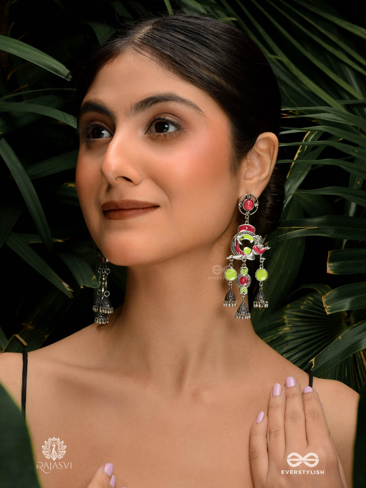 Viva Charm - Vibrant Dual-Tone Enamel Jodhpuri Jhumkas