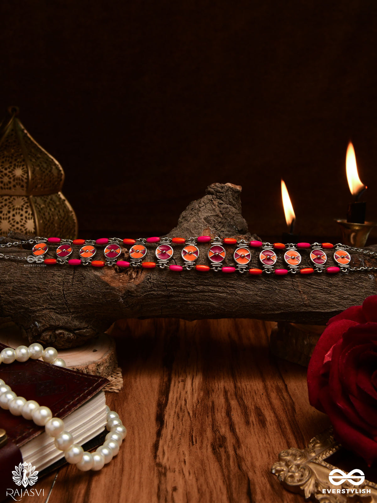 Gulaal Grid - Coloured Enamelled Choker