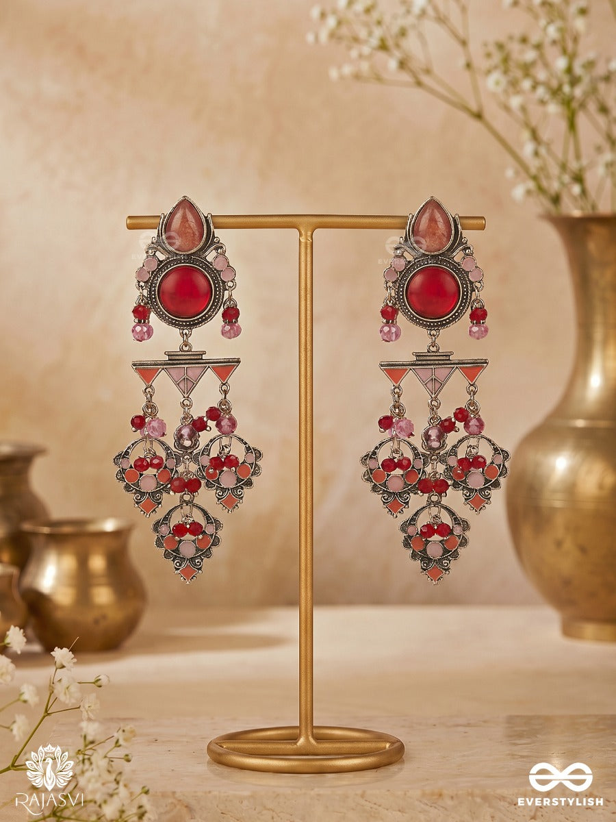 Desi Bloom- Blooming Pink And Peach Statement Earrings