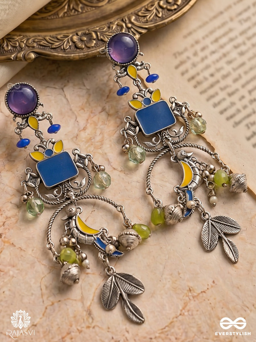 Parrot Gleam - Quirky Enamelled Oxidised Earrings