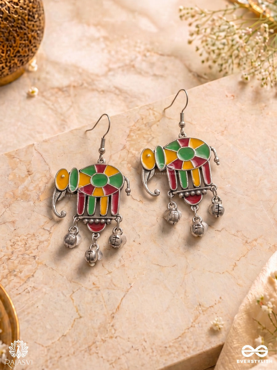 Tusker Tale - Tribal Elephant Oxidised Earring
