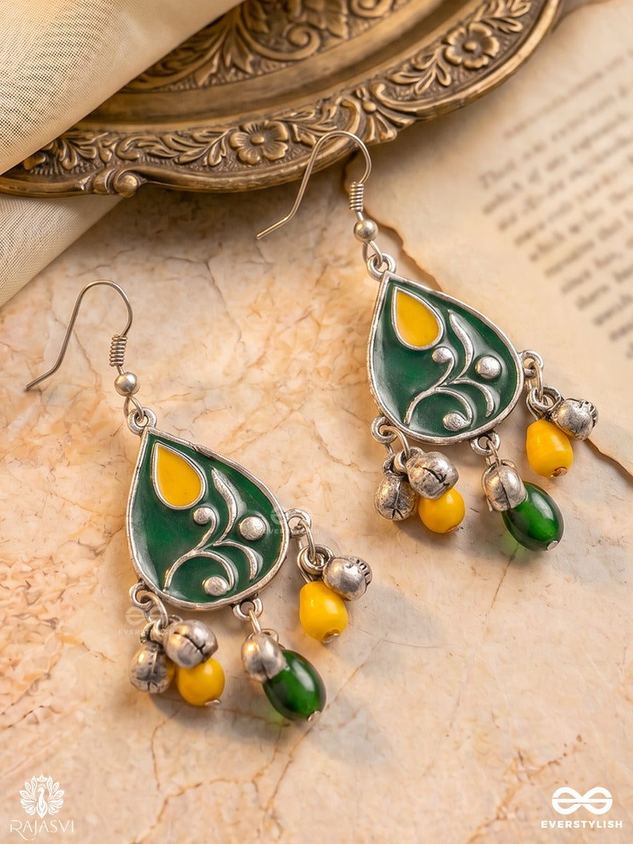 Forest Charm - Enamelled Oxidised Jodhpuri Jhumkas