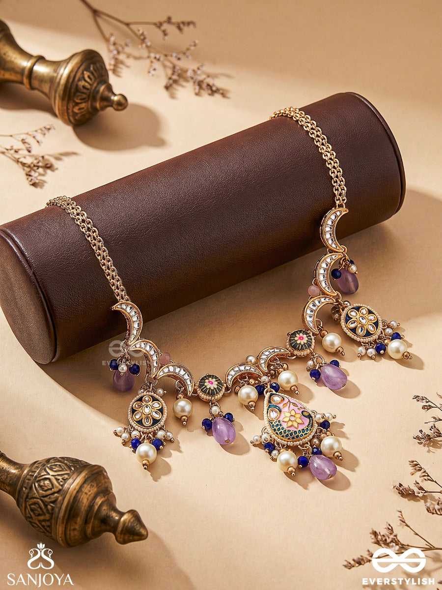 Mrigika - Soft Beauty - Gold Teardrop Necklace Charm With Lavender Drops